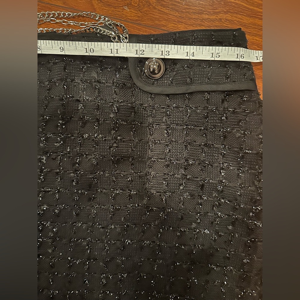 White House Black Market Black Mini Skirt with Chain Accent - Picture 6 of 7